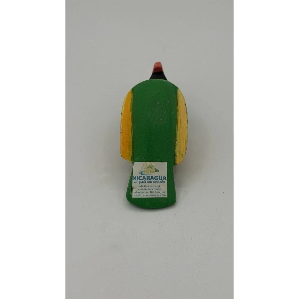 Balsa Wood Hand Carved PARROT Tropical Bird Hand Painted From Nicaragua